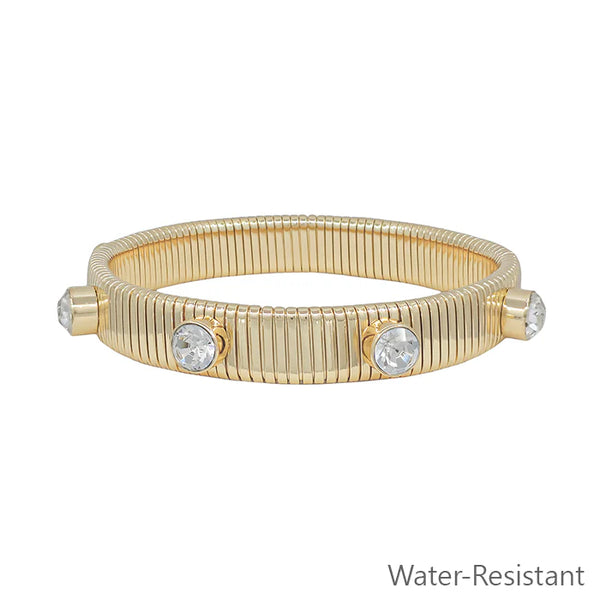 Gold Ribbed Stretch Bracelet