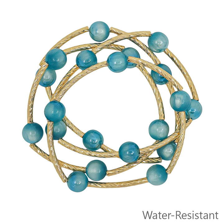Eleanor Gold Piping Beaded Bracelet| Turquoise