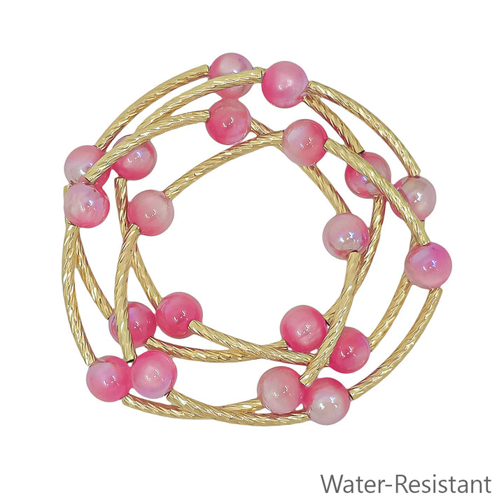 Eleanor Gold Piping Beaded Bracelet| Candy Pink