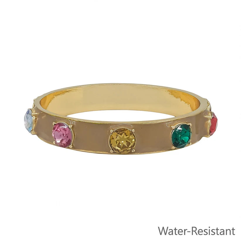 Water Resistant 12MM Multi Epoxy and Gold Bangle Bracelet