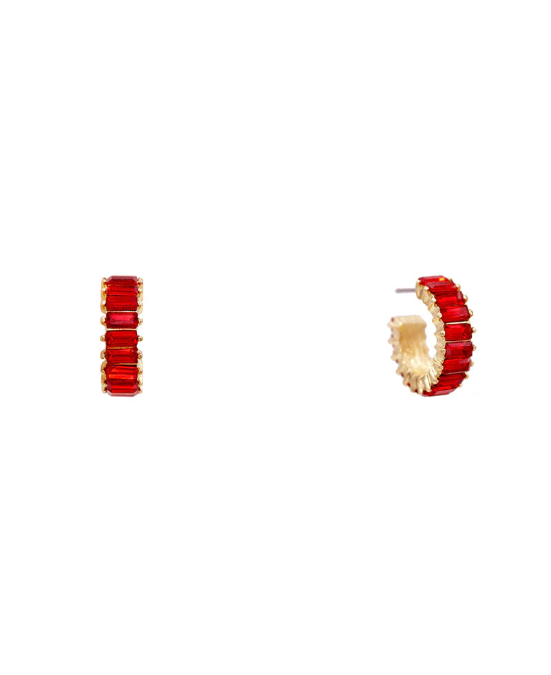 Nevaeh Baguette Hoops| Red