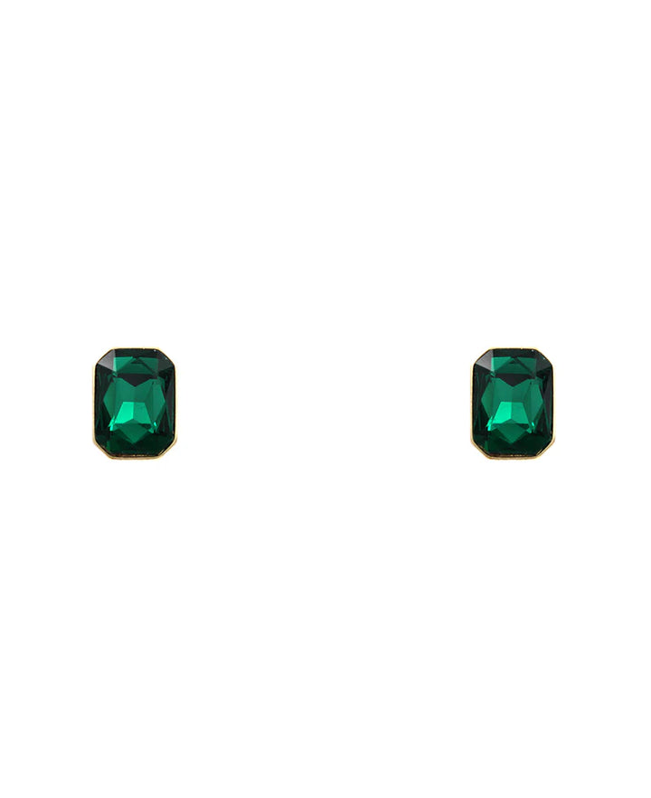 Glass Rectangle Post Earring - 0.75"