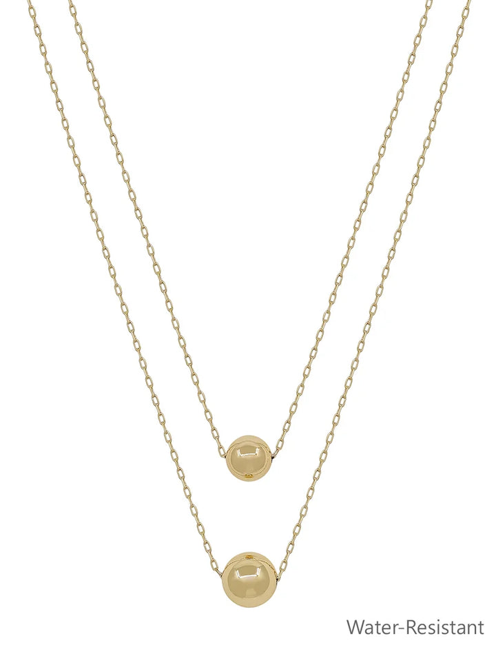 Water Resistant Double Layered 10mm&12mm Ball 16"-18" Necklace