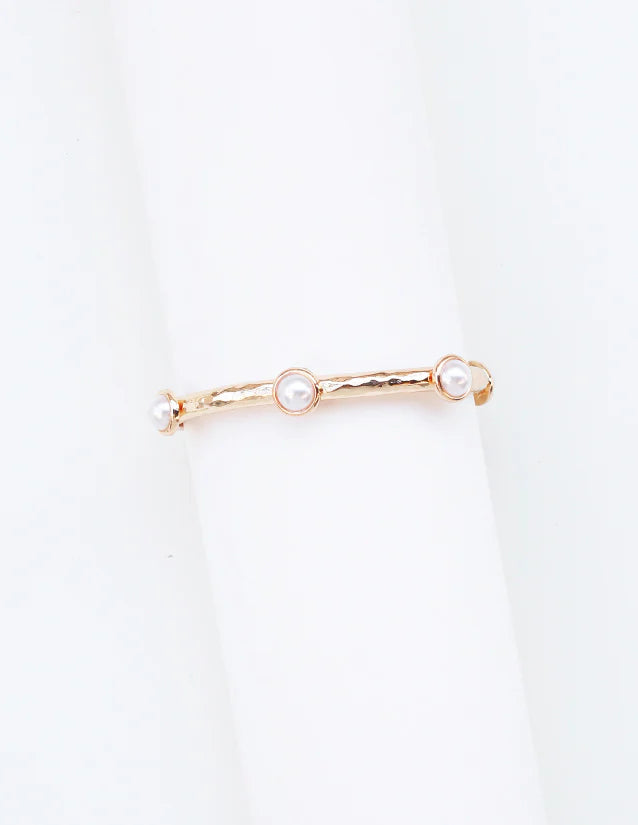 Noah Gold Pearl Oval Hammered Bracelet