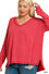 Ruby| PLUS RAISED RIB LONG SLEEVE HI-LOW V NECK TOP