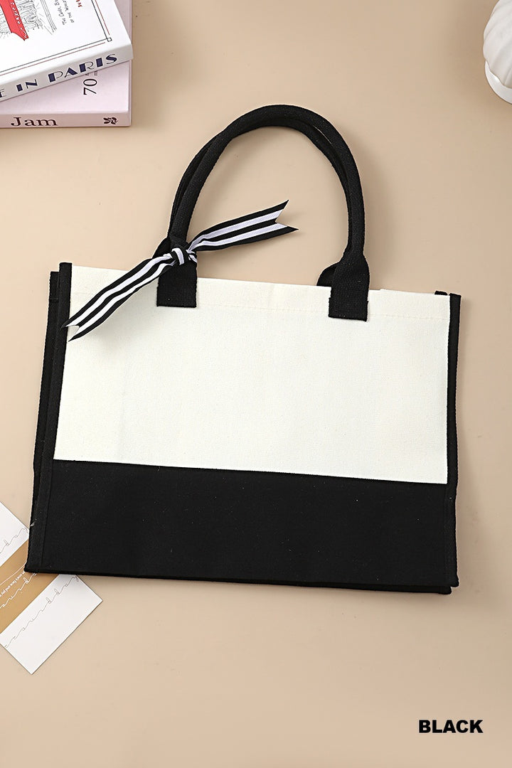 Miley Canvas Tote Bag| Black