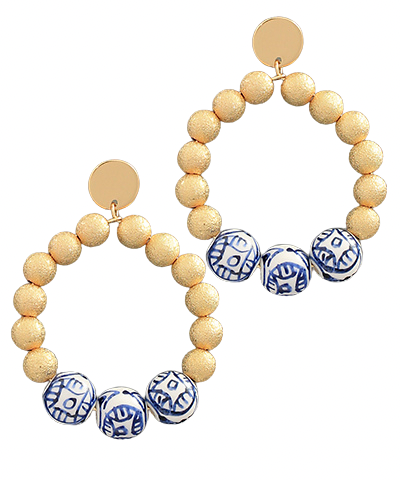 Parker Blue & White Circle Earrings