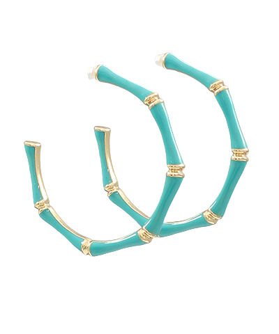 Blythe Bamboo Hoop Earrings-Teal
