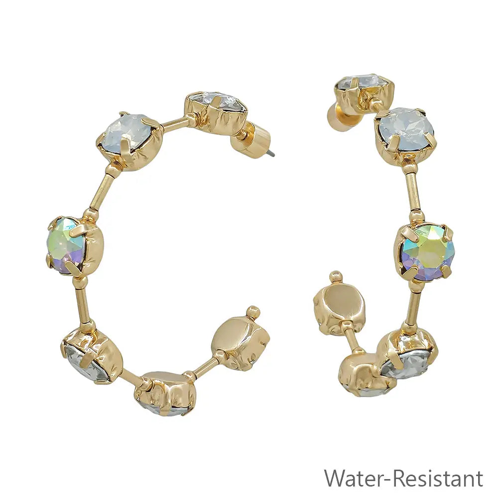 Gold Bar with Clear Crystal 2" Earring