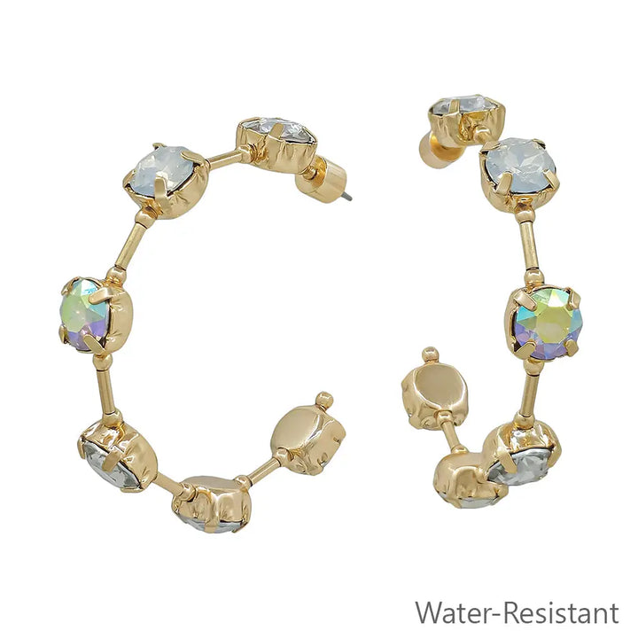 Gold Bar with Clear Crystal 2" Earring