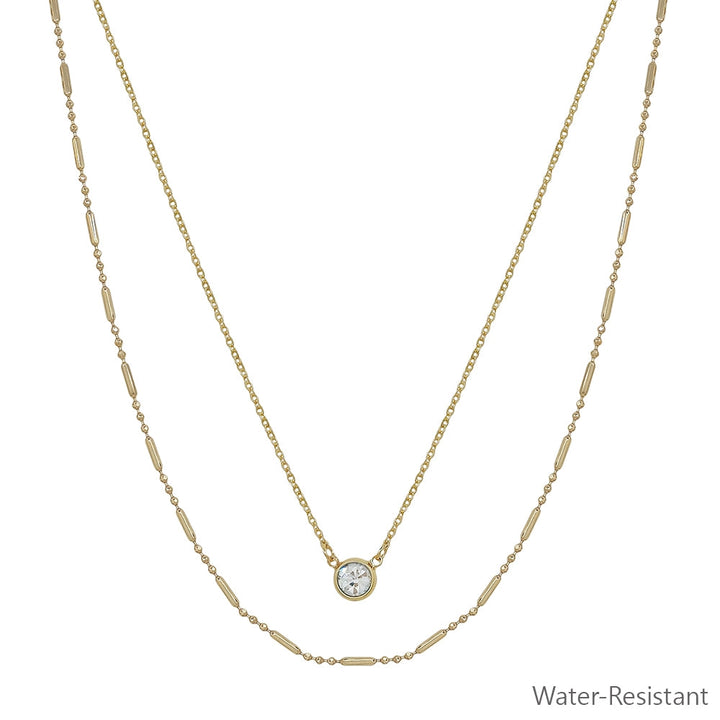 Triple Layered Thine Chain with Rhinestone Necklace