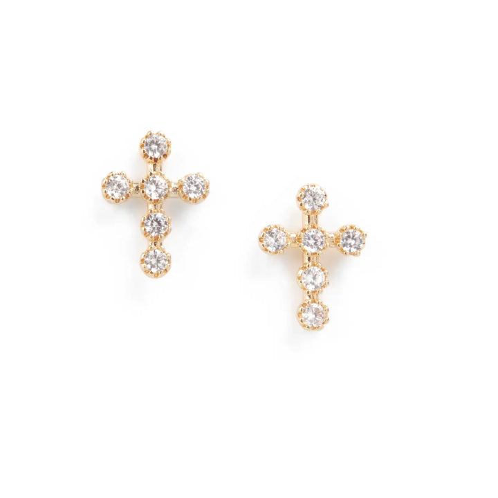 Crystal Cross Stud Earrings