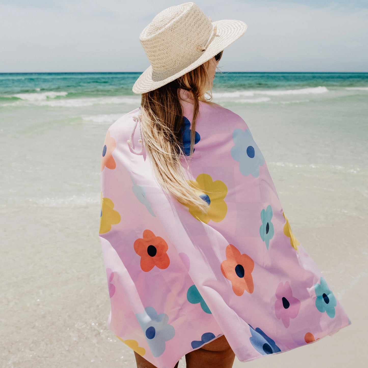 Flowers & Check Quick Dry Towel