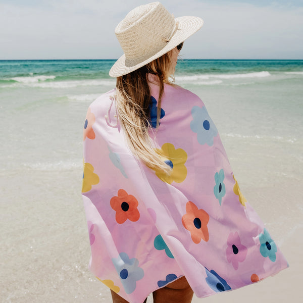 Flowers & Check Quick Dry Towel