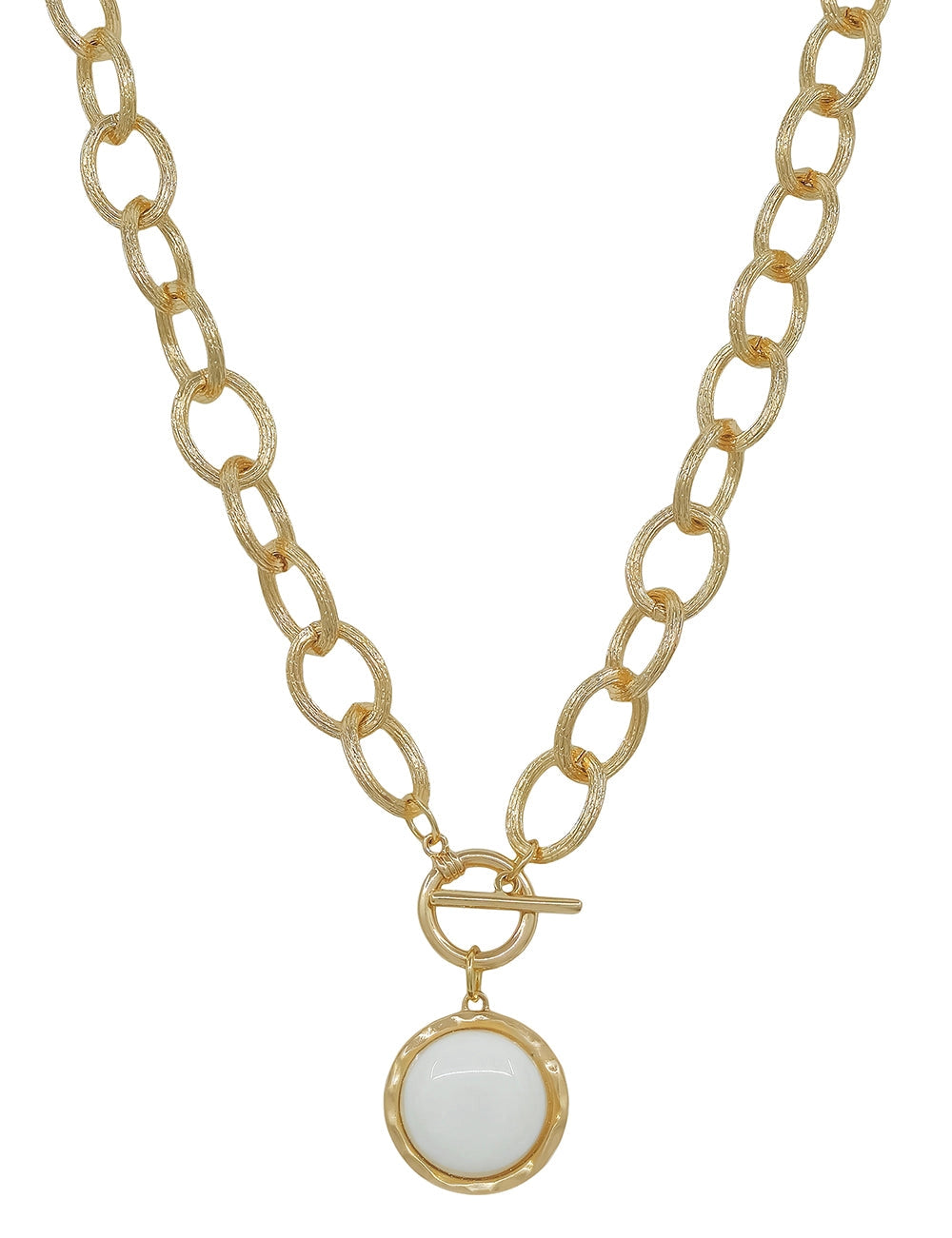 Gold Chunky Chain with White Circle Stone