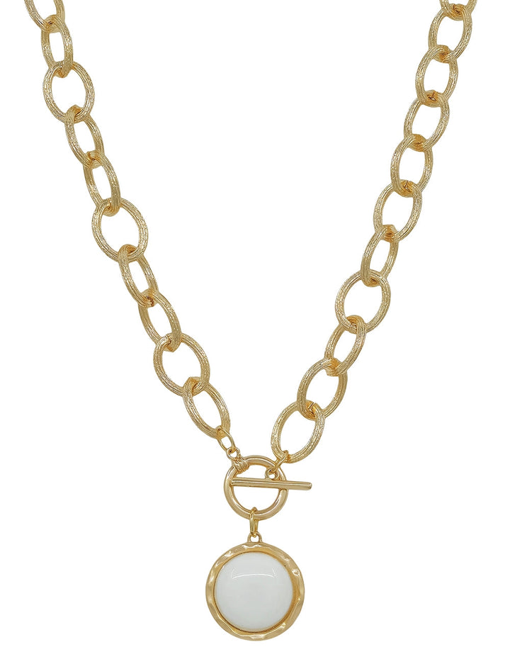 Gold Chunky Chain with White Circle Stone