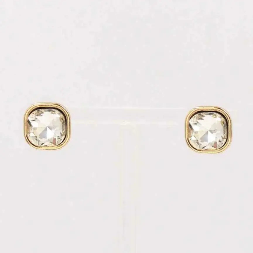 Gold Wrapped with Clear Crystal Stud Earring