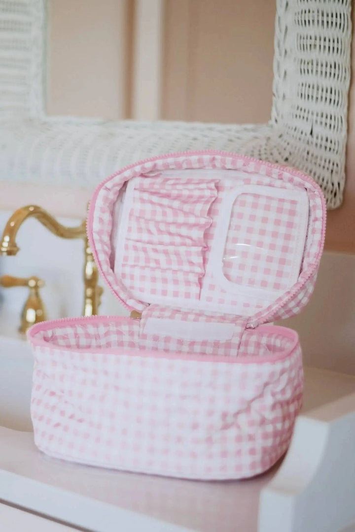 Light Pink Gingham Cosmetic Bag