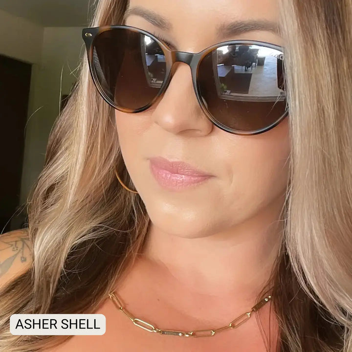 Asher Shell- Women's Polarized Round Sunglasses