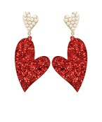 Pearl & Glitter Heart Earrings