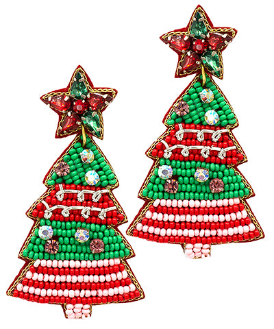 Multi Layered Christmas Tree Earrings