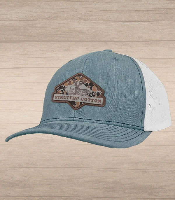 Diamond Buck Patch Snap Back Trucker - Heather Grey/White