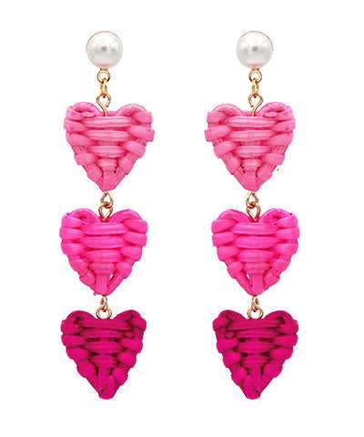 Rattan Heart 3 Drop Earrings