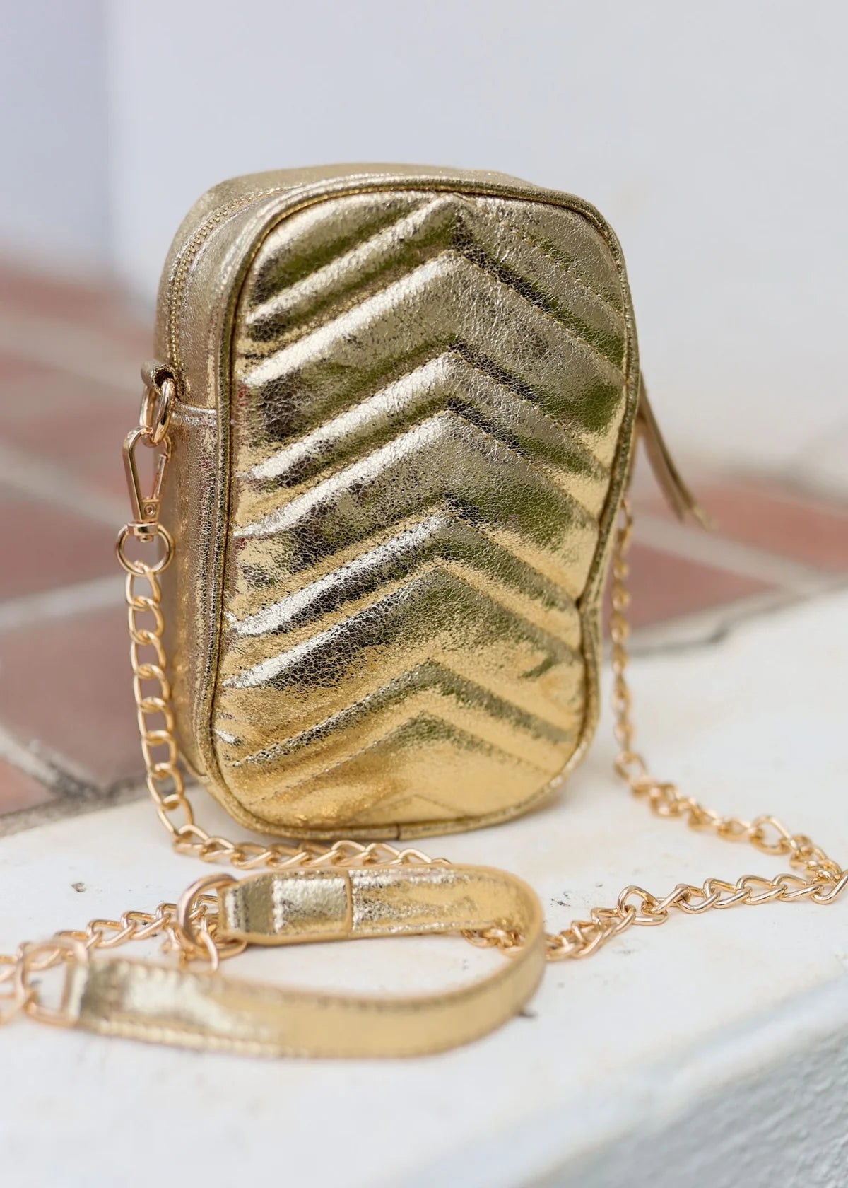 Colten Cell Phone Crossbody Shimmer Gold