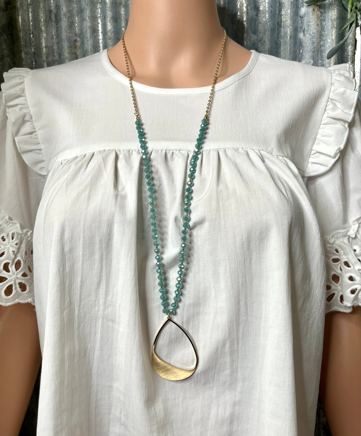 Mint Beaded Asymmetrical Teardrop