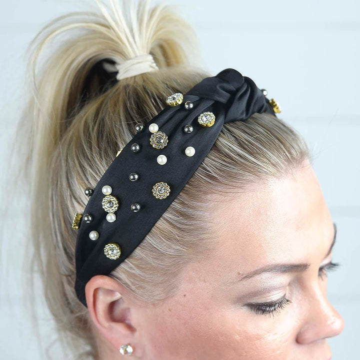 Black Knotted Beaded Headbands