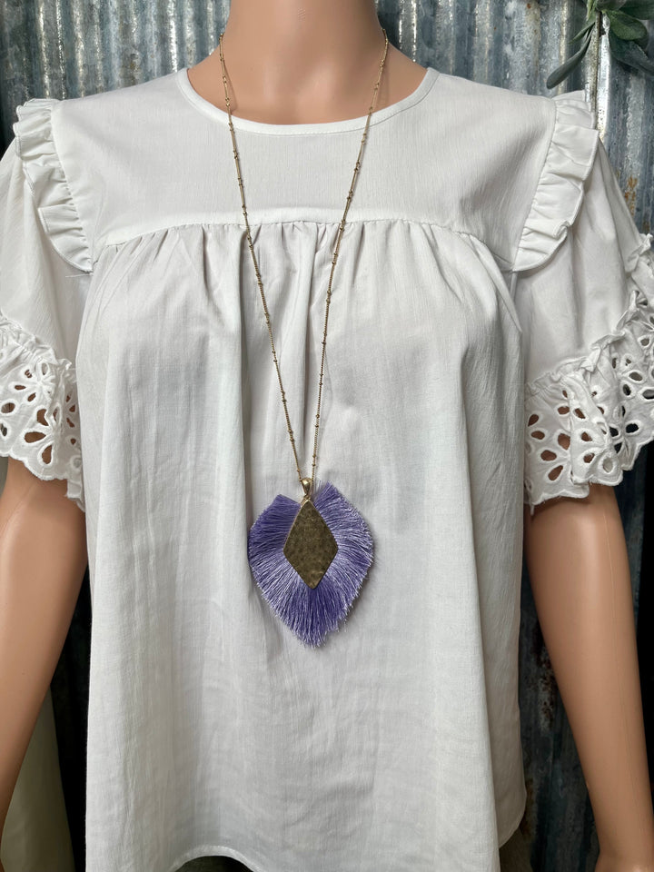 Purple Diamond Tassel Necklace