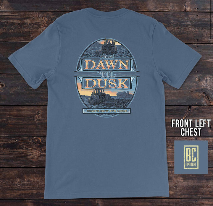 Mens Dusty Blue Dawn til Dusk T Shirt