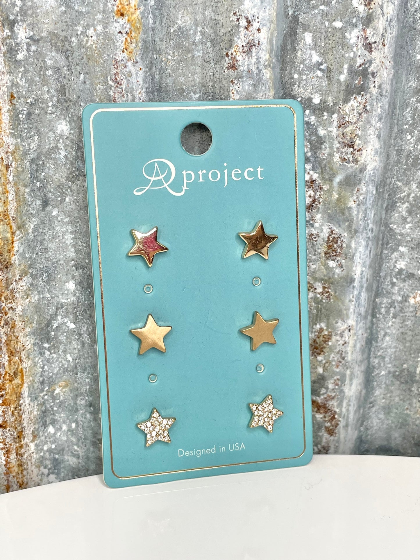 3 Pack of Gold Star Stud Earrings