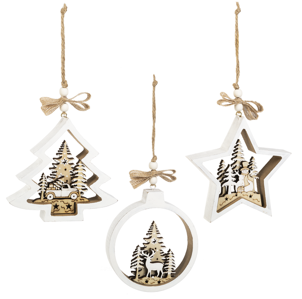White Wood Ornaments