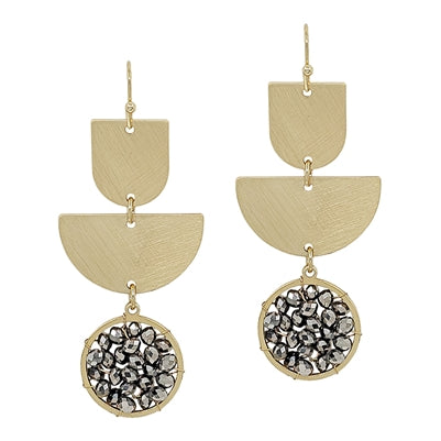 Gold Geometric Triple Layer Earrings