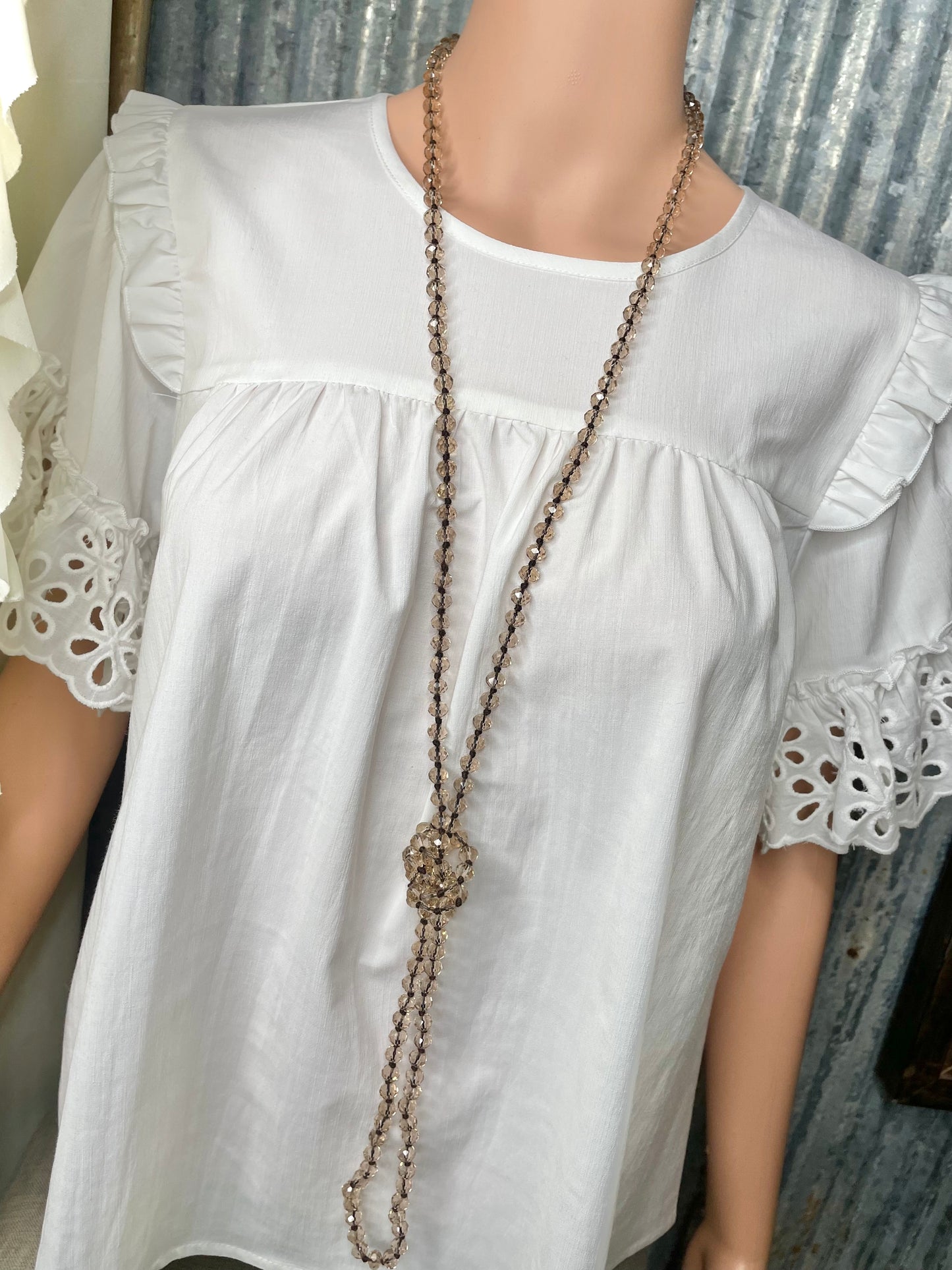 Champagne Beaded Wrap Necklace