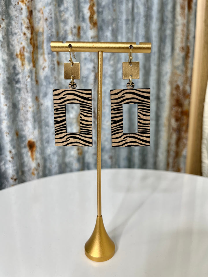 Wood Zebra Earrings