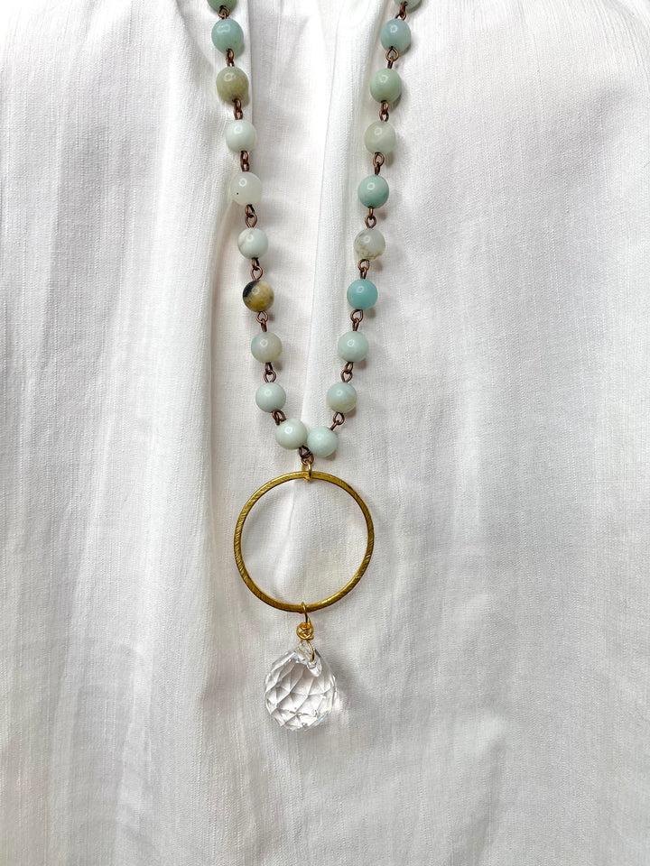 Aqua Beaded Crystal Necklace