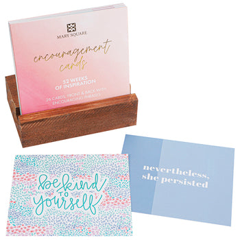 Mary Square, Encouragement Cards with Wood Block, 4 1/2 x 4 Inches