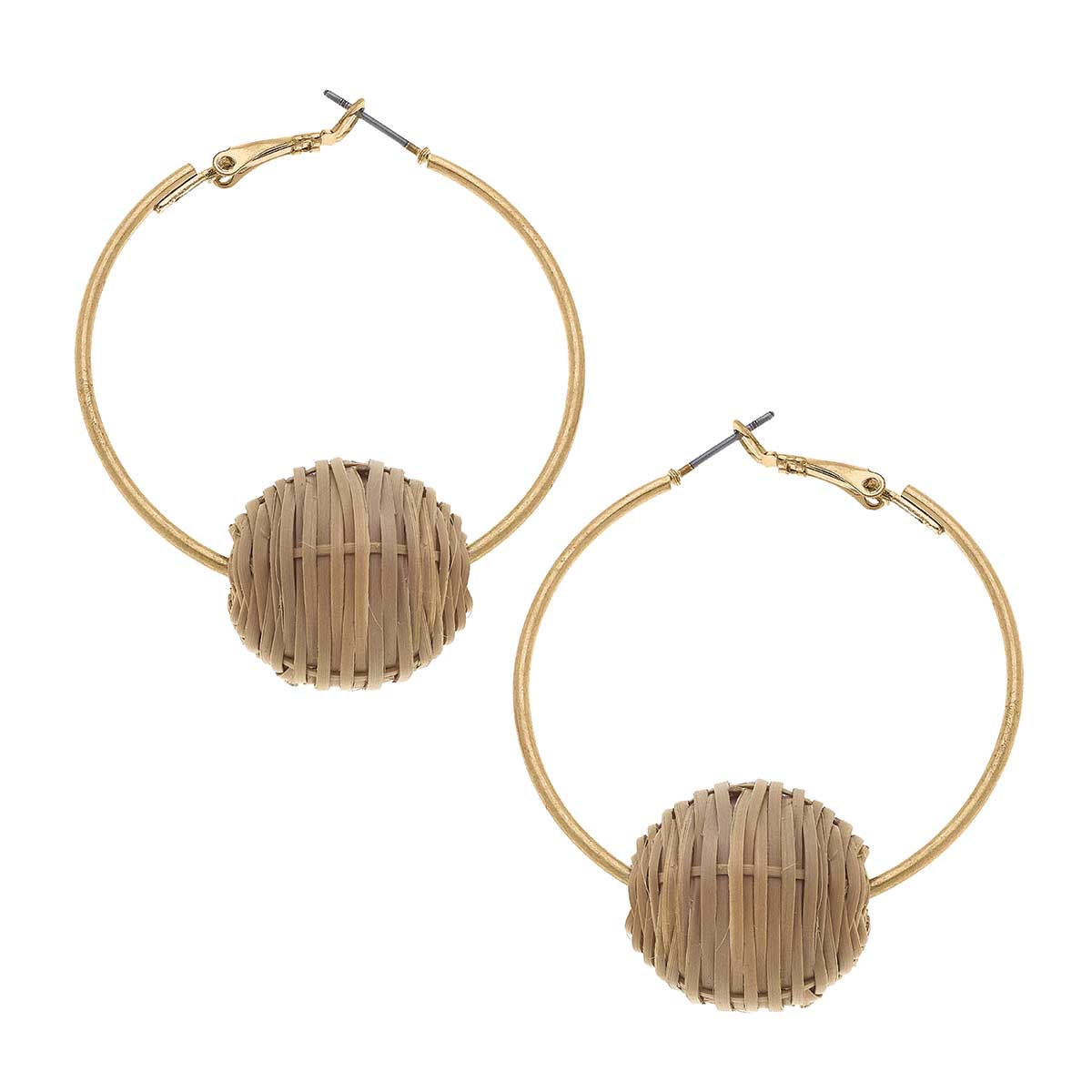 Gracie Wicker Ball Bead Hoop Earrings