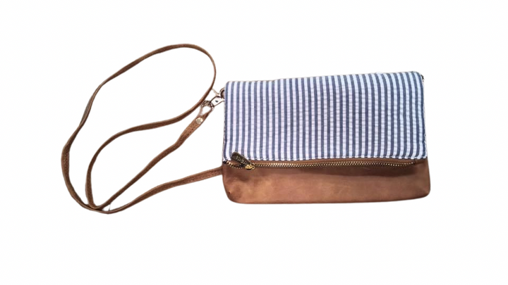 Blue & White Stripe Crossbody Bag