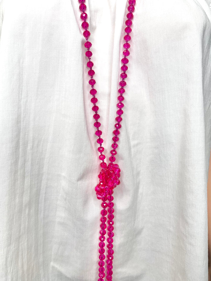 Pink Beaded Wrap Necklace
