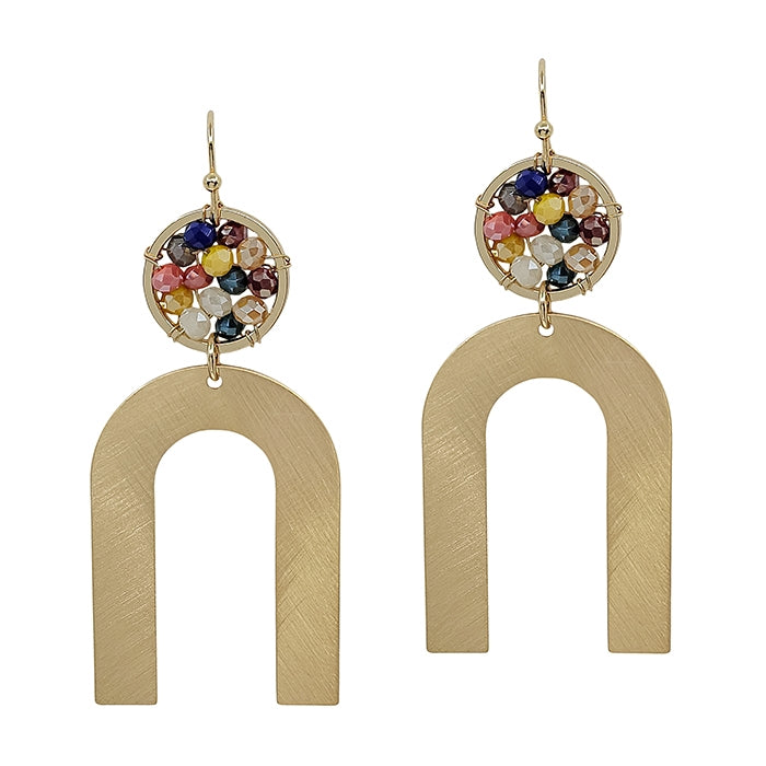 Multi Beaded Horseshoe Earrings