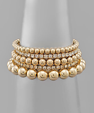 5 Row Metal Ball & Rhinestone Bracelet