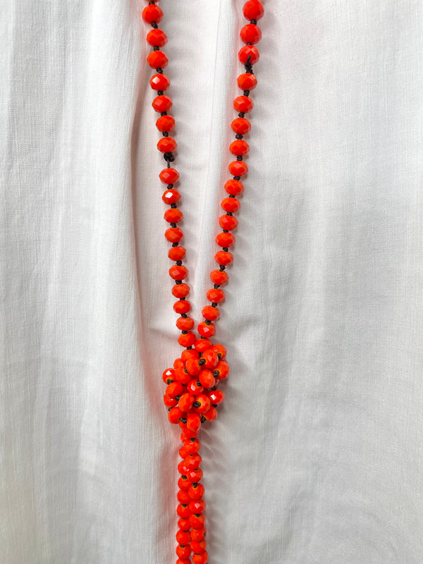 Tangerine Orange Beaded Wrap Necklace