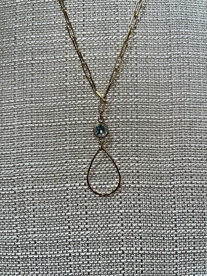 Gold Diamond Teardrop Necklace
