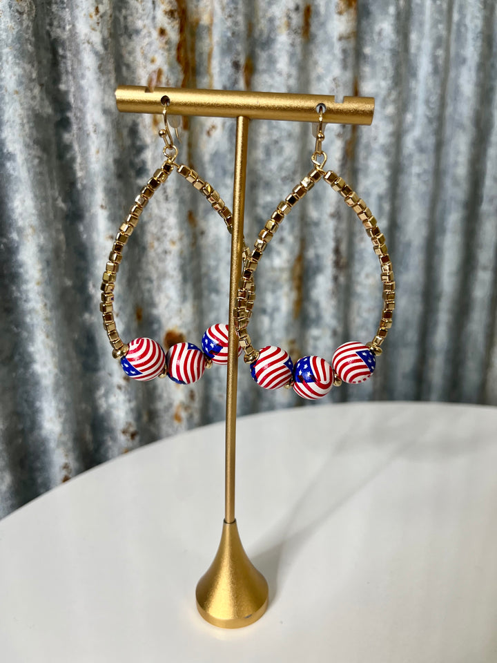 American Flag Beaded Earrings