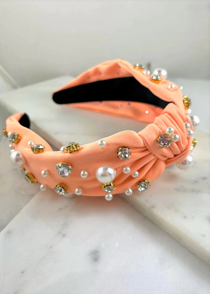 Higgins Peach Embellished Headband