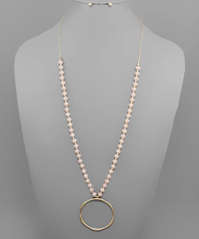 Glass Beads Circle Long Necklace