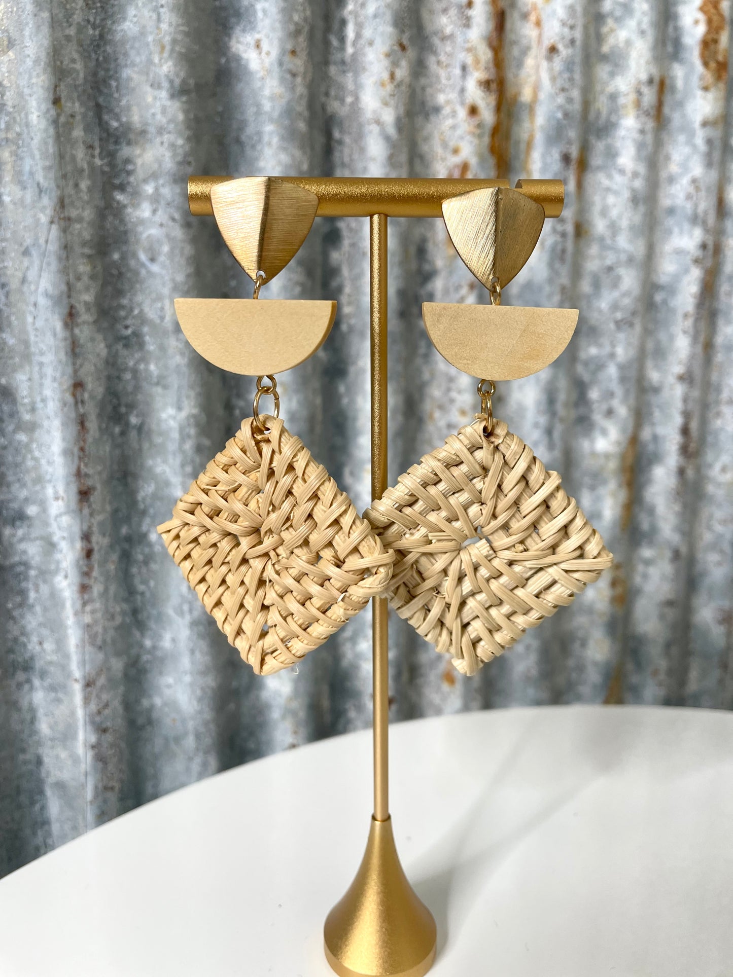 Tan Woven Earrings